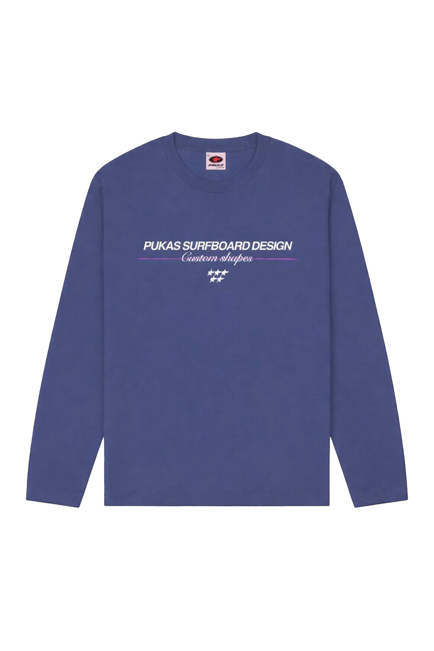 Pukas Five Stars Long Sleeve Tee Dusty Blue – men's long sleeve tee in dusty blue, styled for surf lifestyle