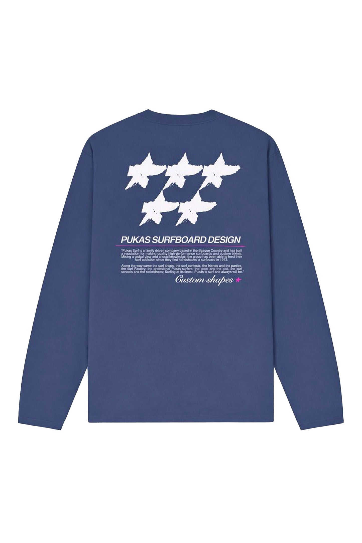Pukas Five Stars Long Sleeve Tee Dusty Blue – men's long sleeve tee in dusty blue, styled for surf lifestyle