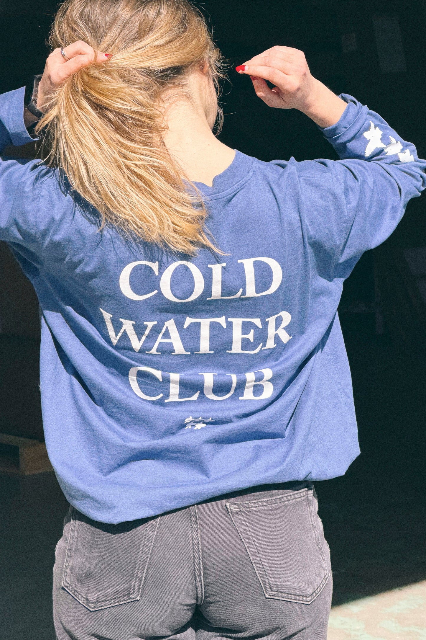 Pukas Surf Shop Optional Long Sleeve Tee in Dusty Blue – relaxed coastal long sleeve with Pukas branding, available in S M L XL at Pukas Surf Shop