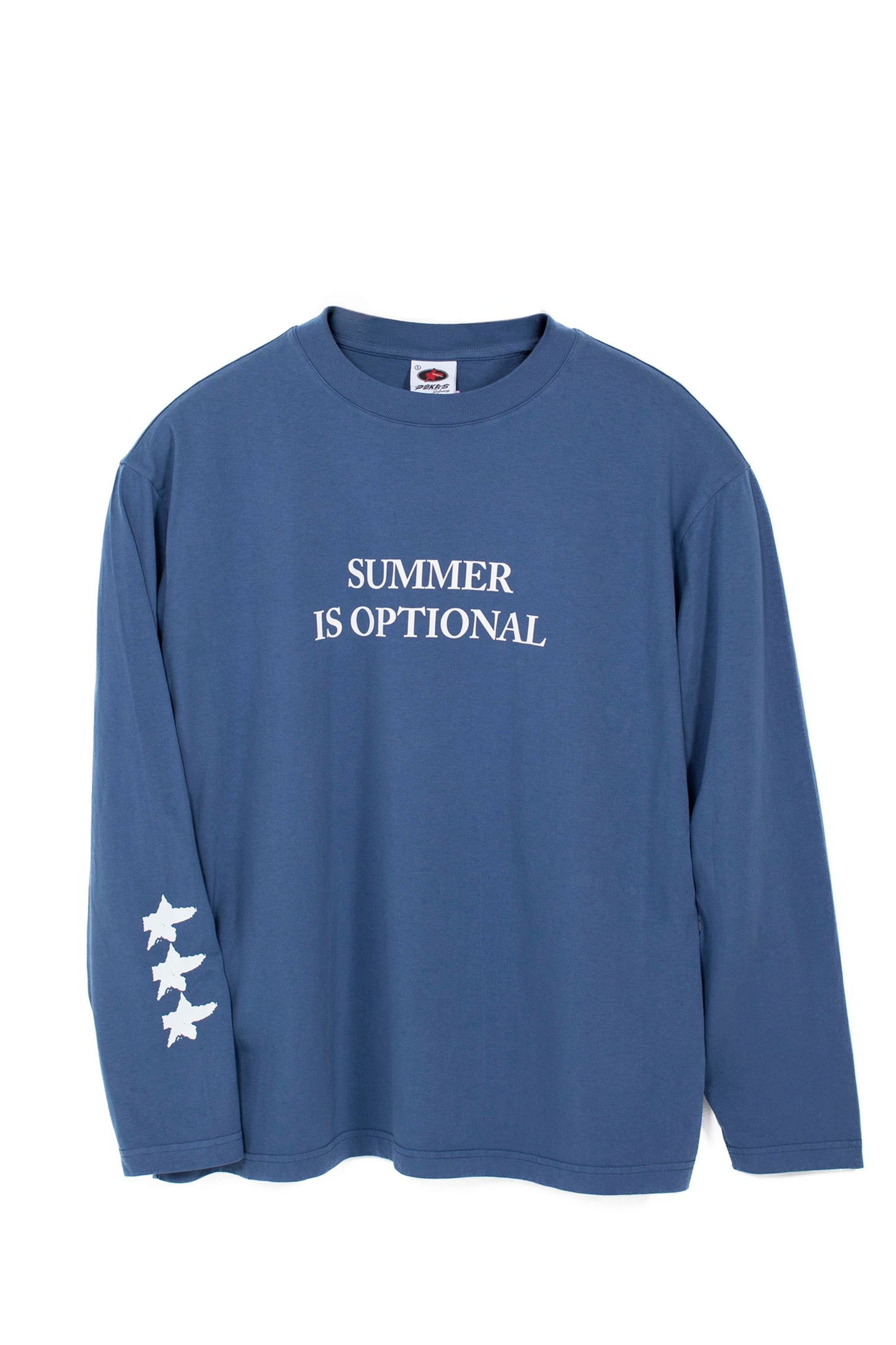 Pukas Surf Shop Optional Long Sleeve Tee in Dusty Blue – relaxed coastal long sleeve with Pukas branding, available in S M L XL at Pukas Surf Shop