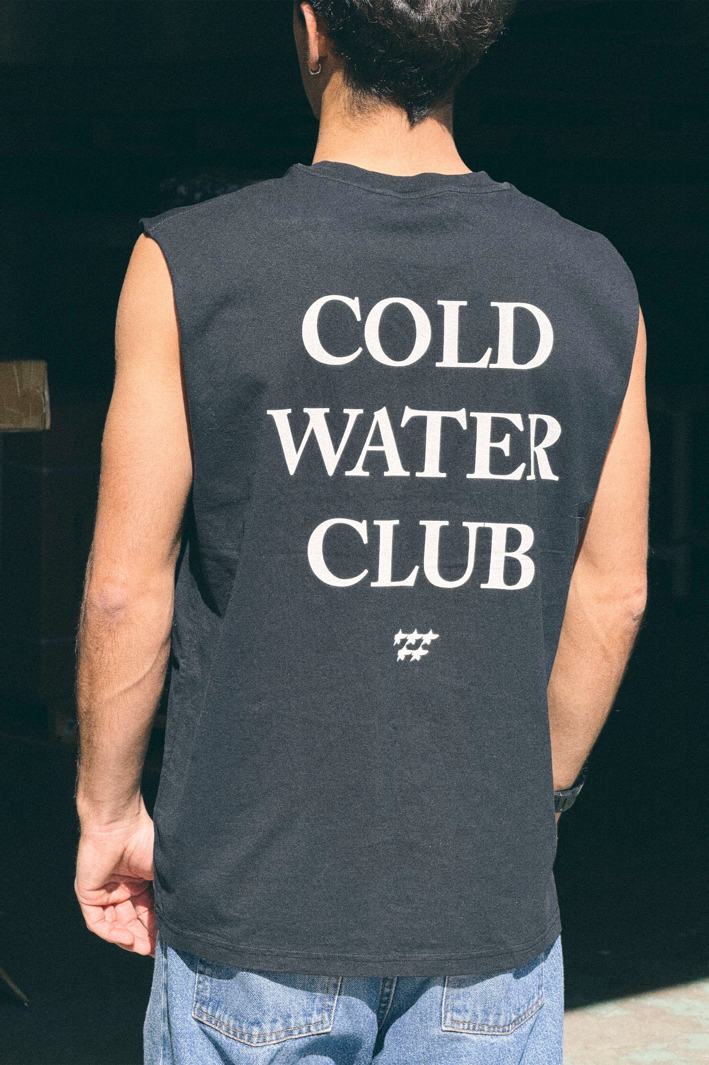 PUKAS SURF SHOP Optional Tank Tee in Black – detail view, minimal black sleeveless tee with relaxed coastal fit