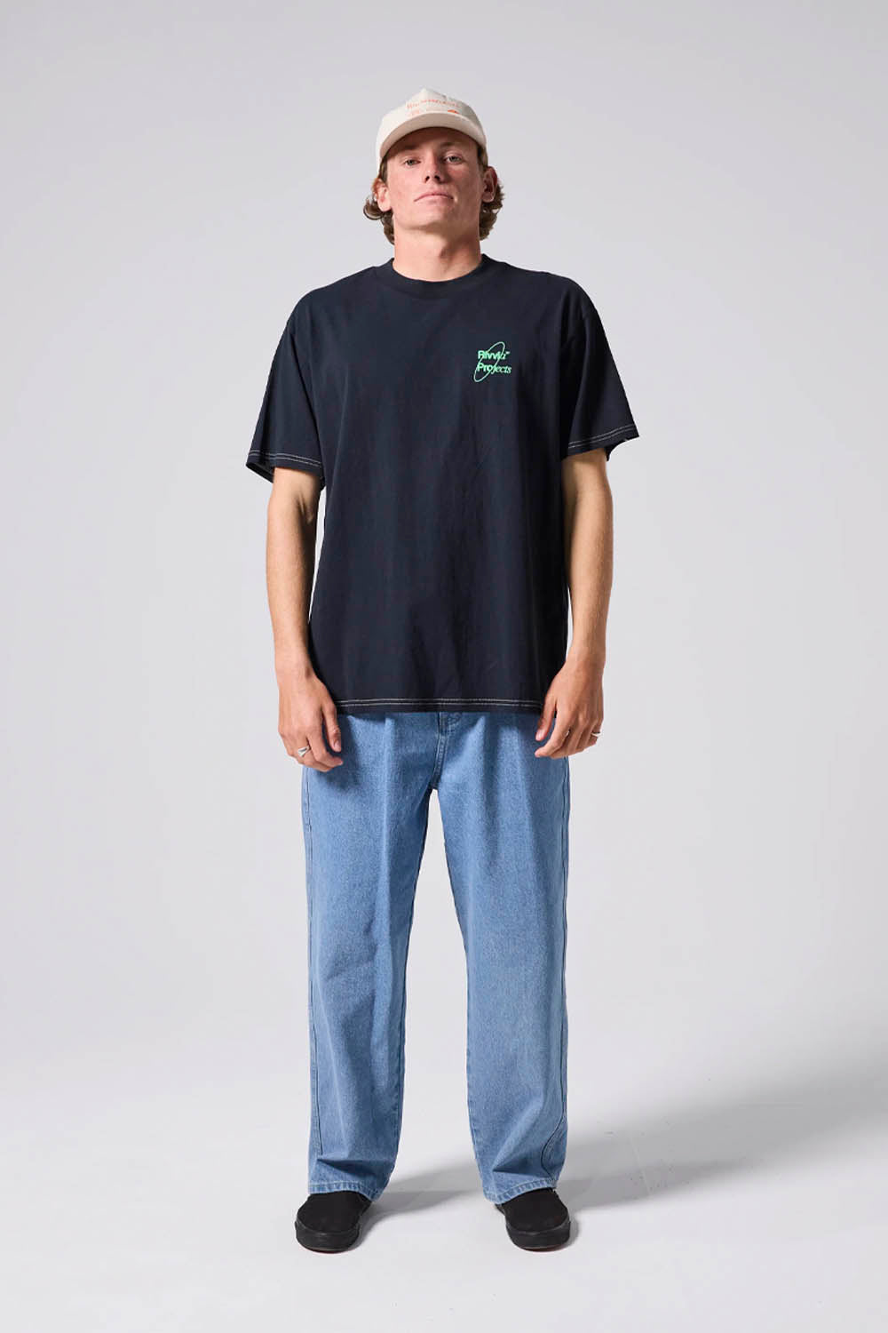 Rivvia Projects Sci-Fi Relaxed Fit T-Shirt Black – front graphic, puff screen print