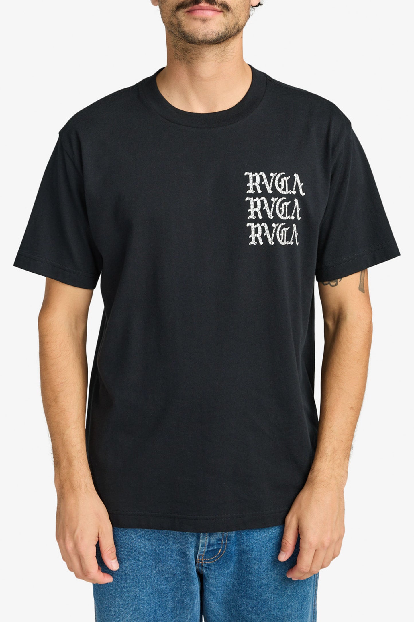 Pukas-Surf-Shop-Man-Tee-Rvca-Iron-On-Black