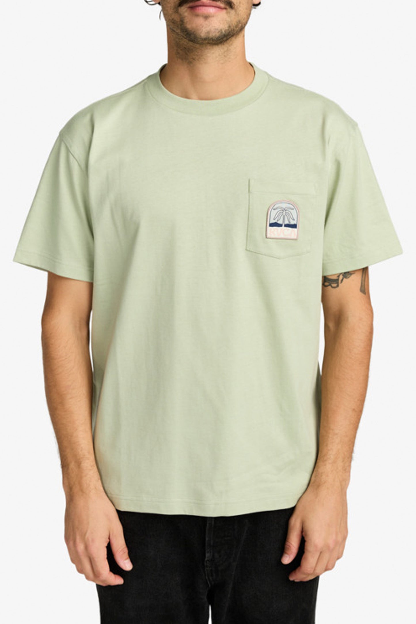 Pukas Surf Shop RVCA Palmcrest Short Sleeve Pocket Tee in Light Olive