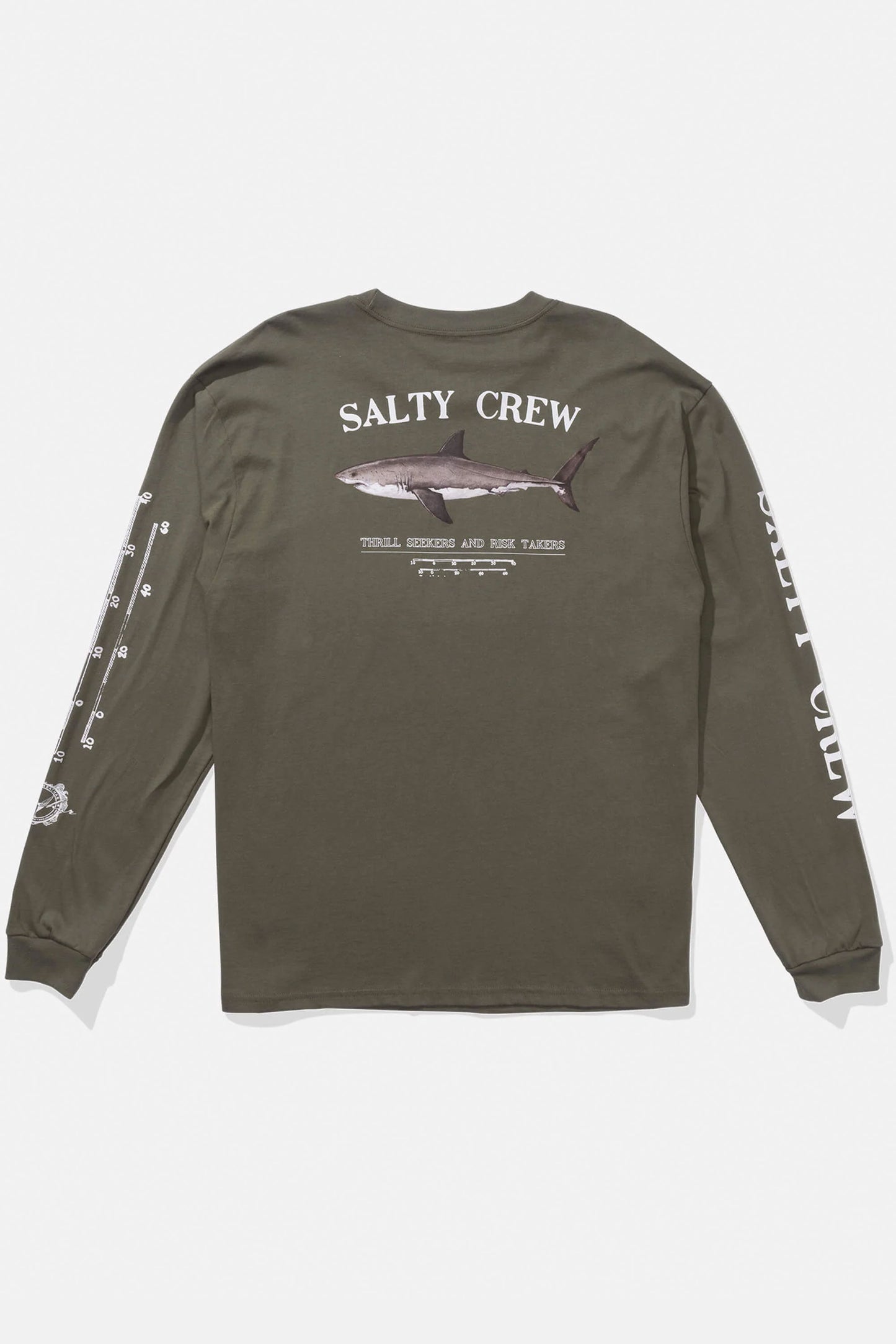 Pukas Surf Shop Salty Crew long sleeve graphic tee in dusty olive