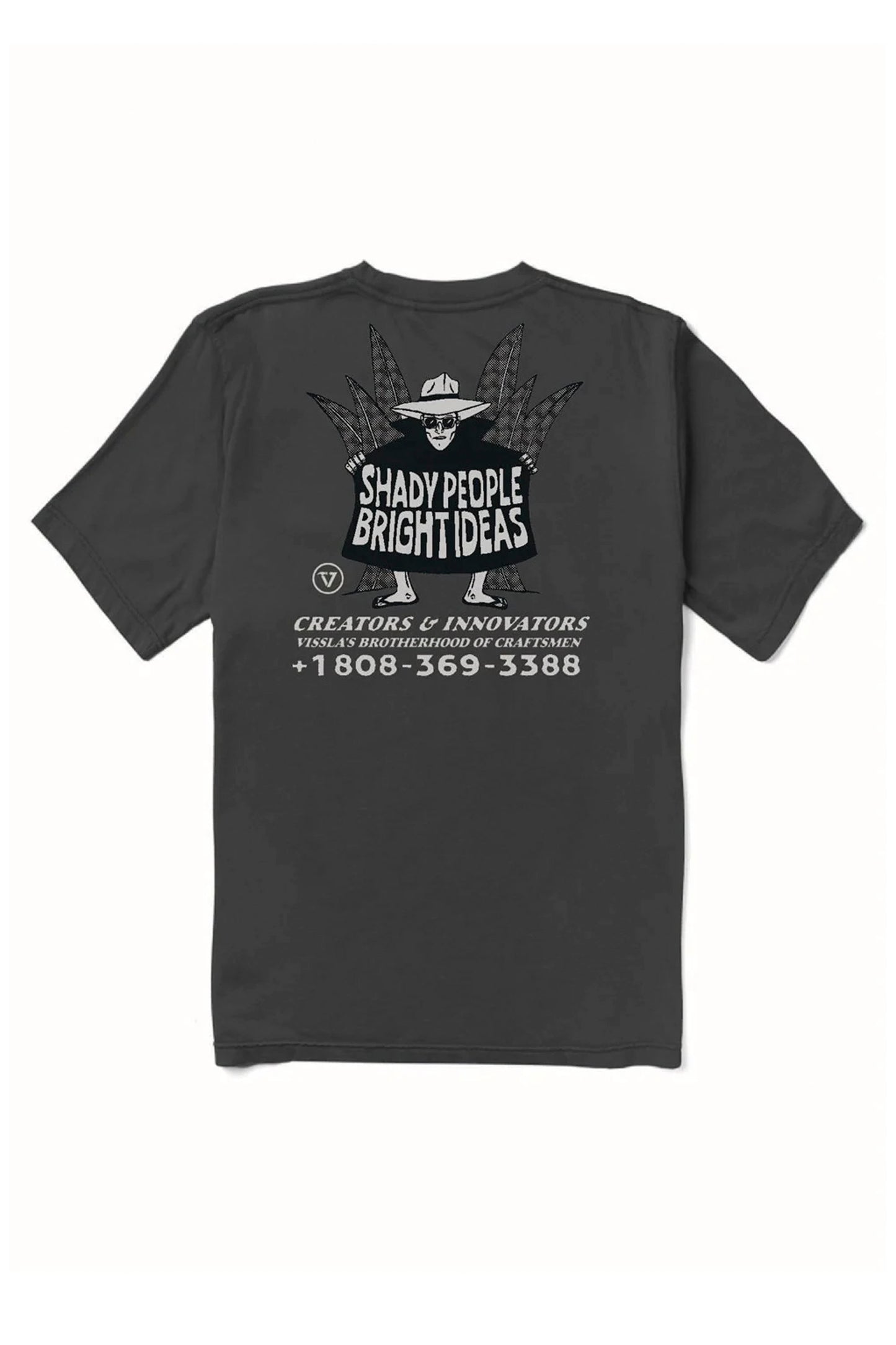 Vissla Pukas Surf Shop Shady Shapers Premium Organic Pkt Tee phantom organic cotton