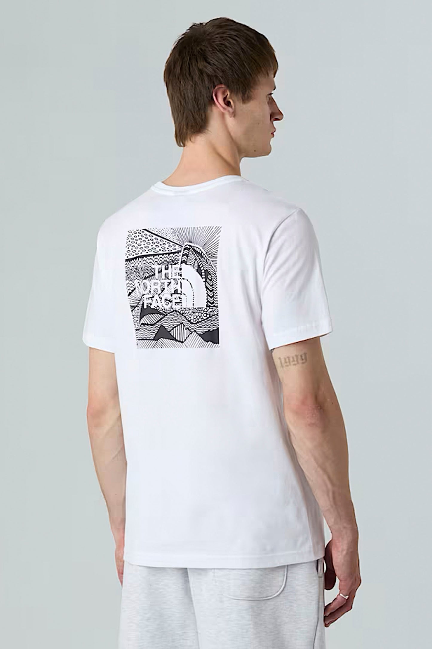 The North Face Box NSE Celebration Tee white back view showing NSE celebration graphics and logo