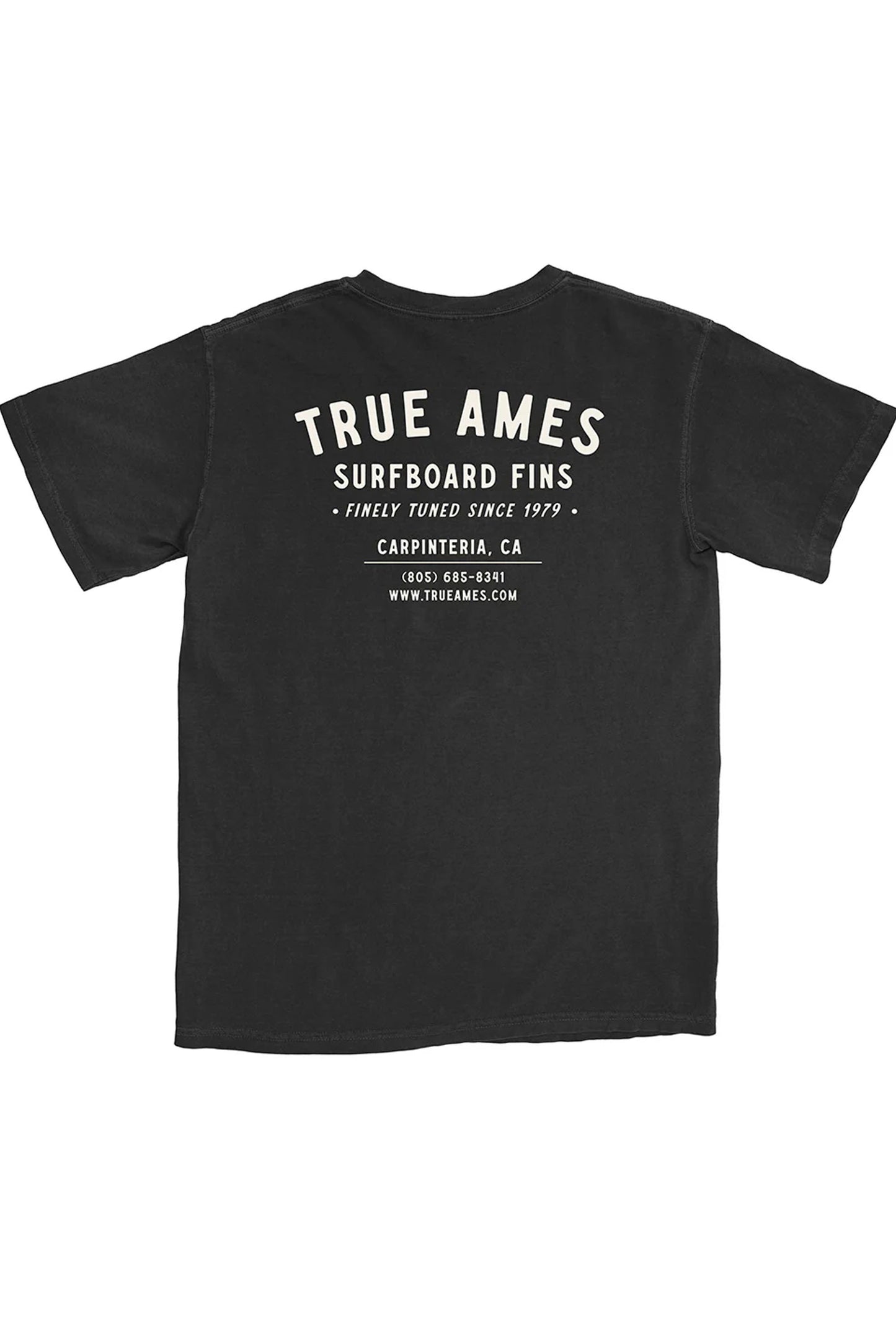 True Ames Shop Logo T-shirt front view in black - front view