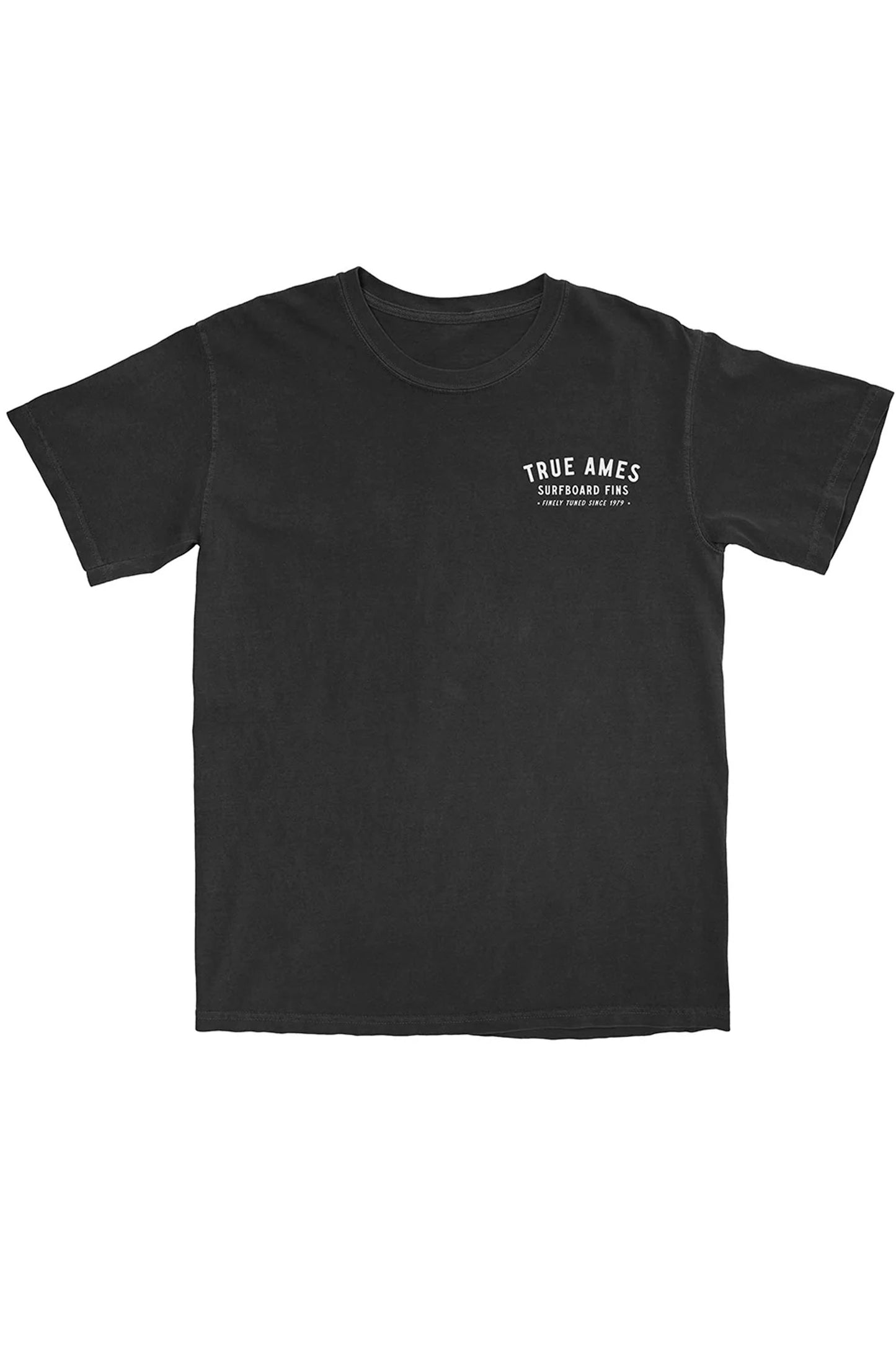 True Ames Shop Logo T-shirt front view in black - front view