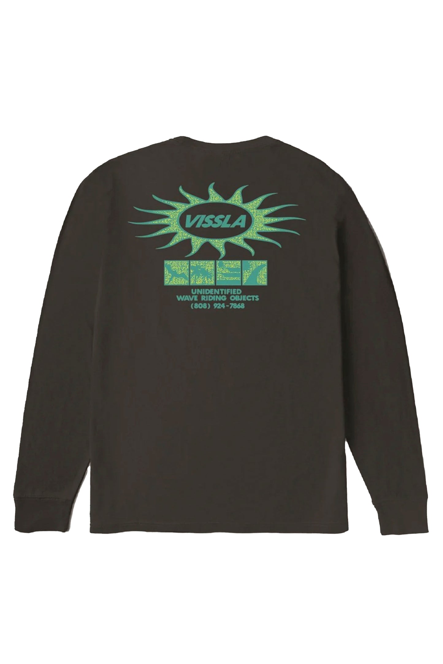 Vissla Pukas Surf Shop Unidentified Boys LS Tee Phantom overdyed long-sleeve graphic tee