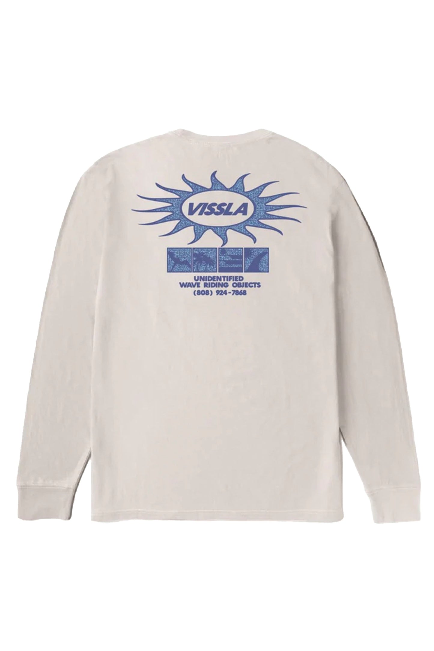 Vissla Pukas Surf Shop Unidentified LS Tee White graphic long-sleeve relaxed fit