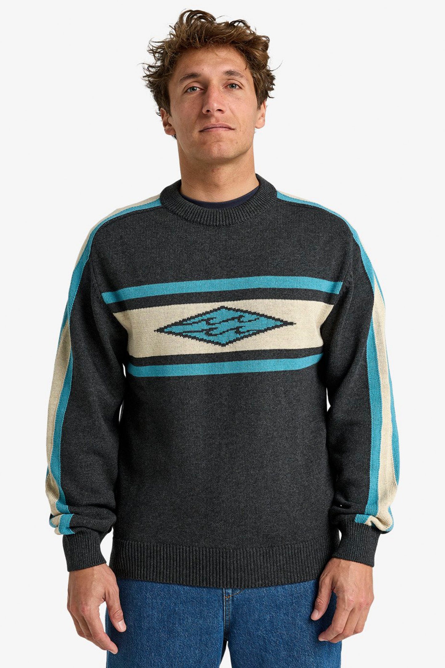 Pukas Surf Shop Billabong Grey and blue Unlock Diamond jersey knit