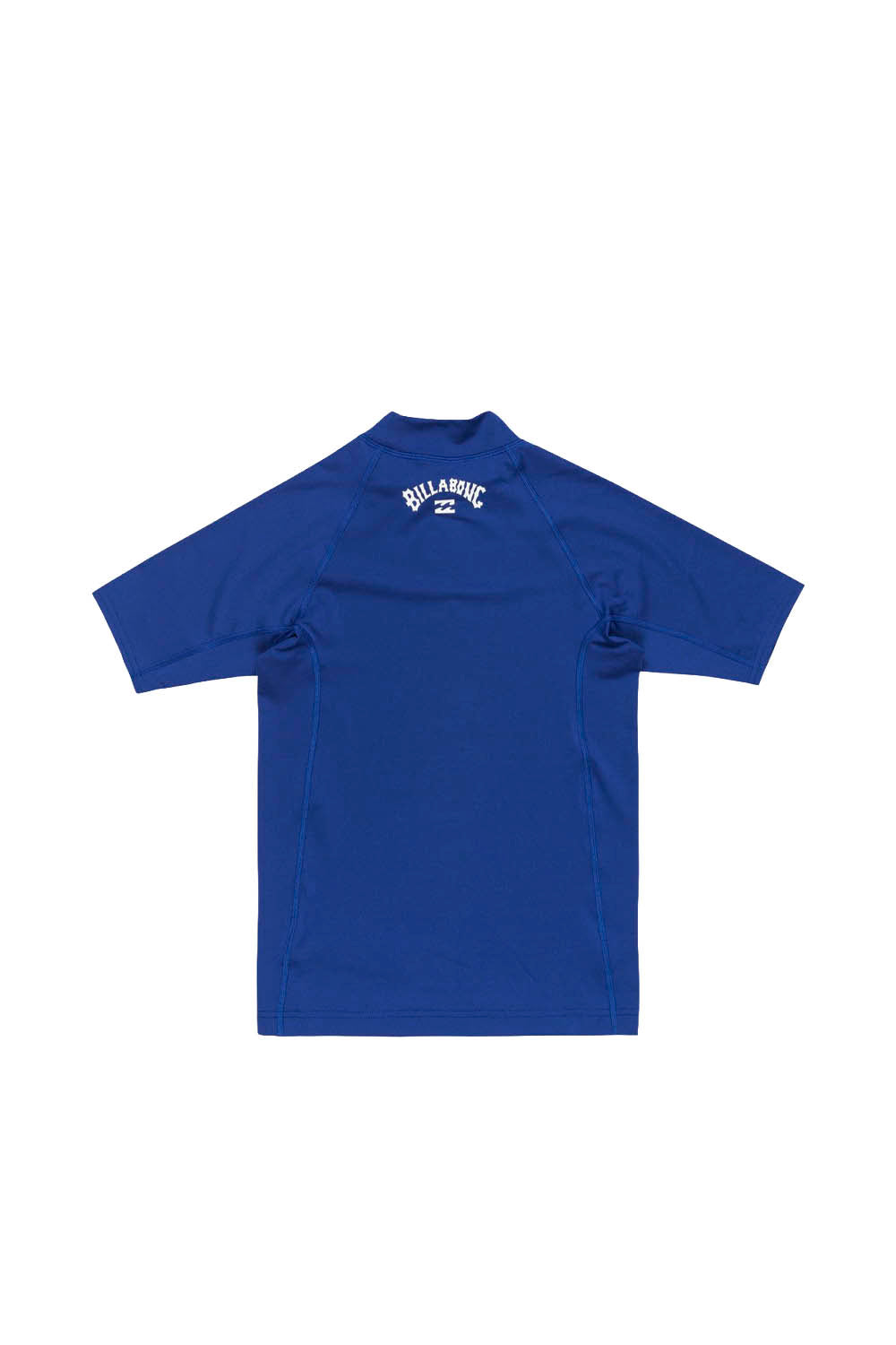 Billabong Waves All Day Short Sleeve rashguard Dark Cobalt Junior – flat lay, high neck, UPF 50+, Pukas Surf Shop