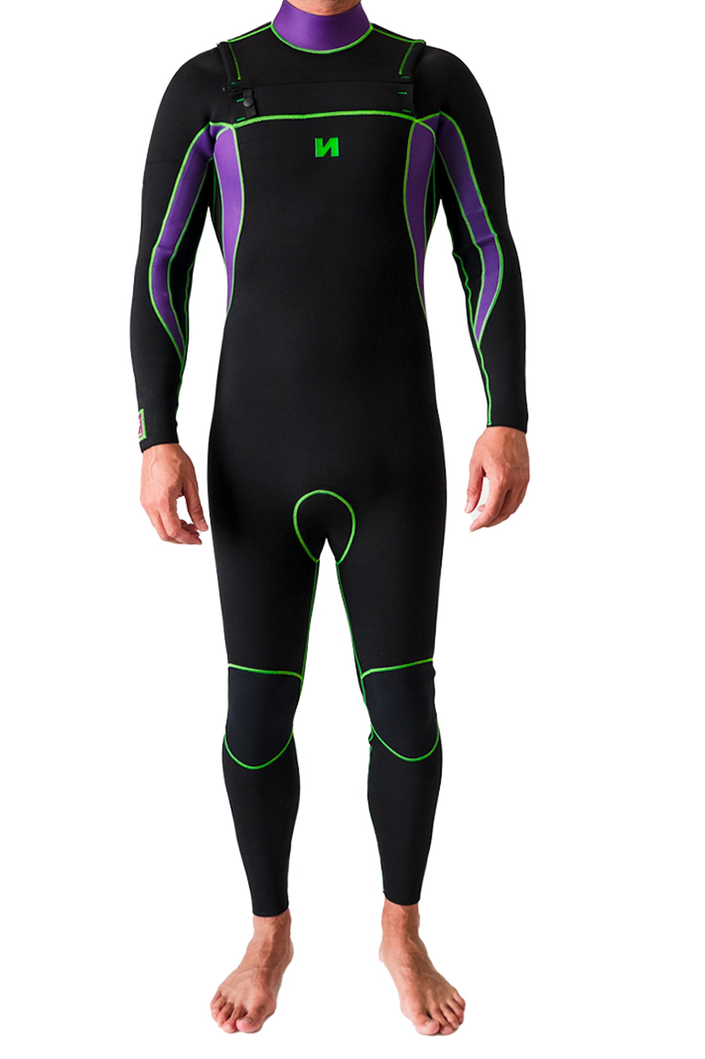 Revolution Black wetsuit with green and purple accents Pukas Surf Shop