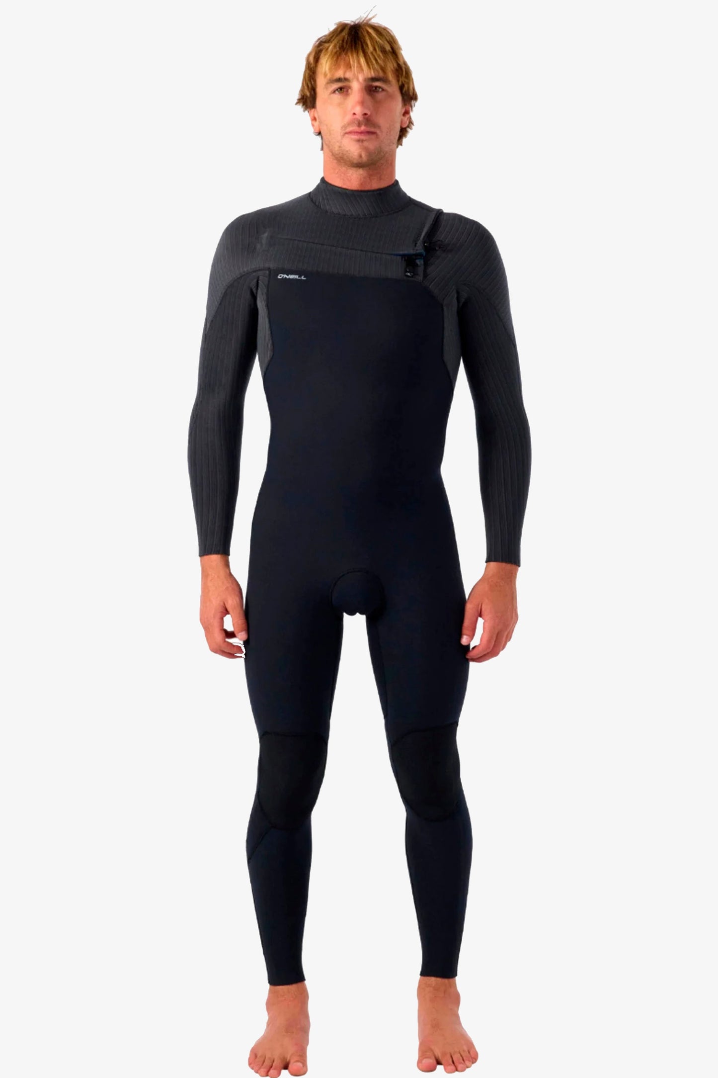 Pukas Surf Shop O’Neill Hyperfreak 5/4 mm Chest Zip Full Wetsuit in Black/Tempered Steel