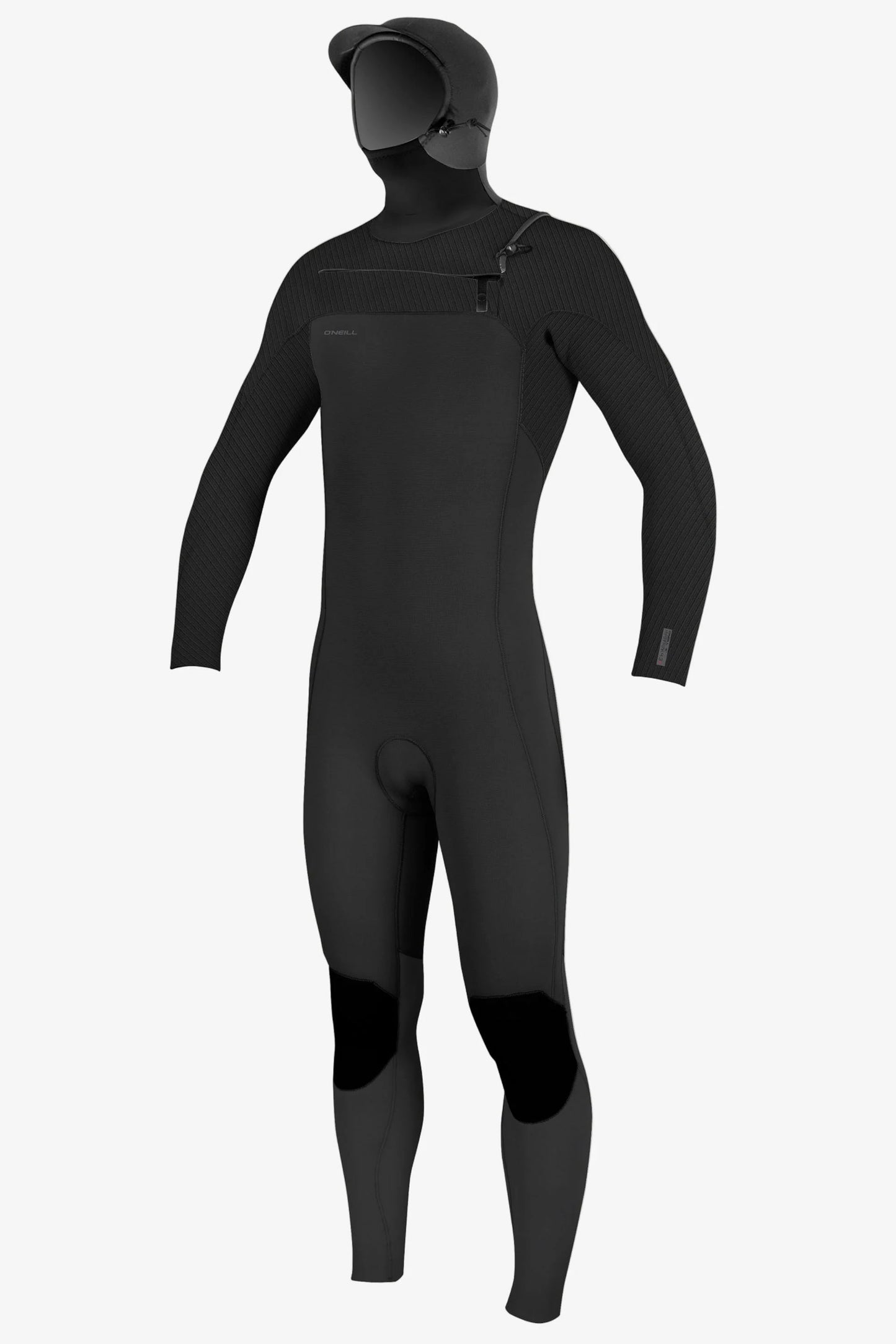 Pukas Surf Shop O’Neill Hyperfreak 5/4+ mm Chest Zip Full Wetsuit with Hood in Black/Black