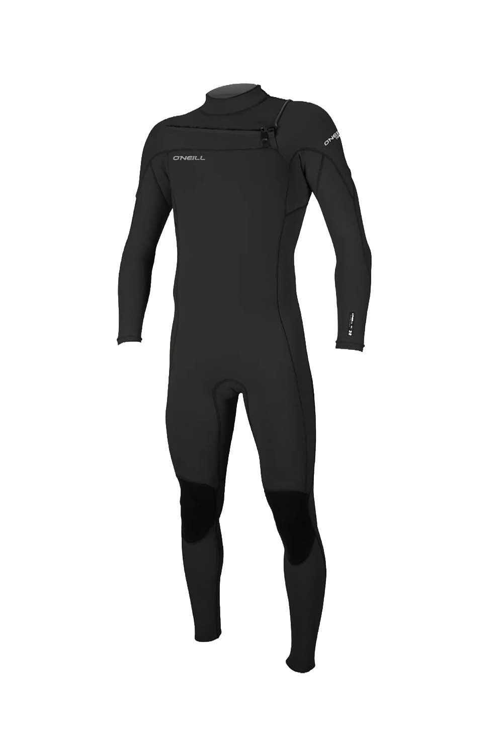 Black wetsuit with brand logo on a white background
