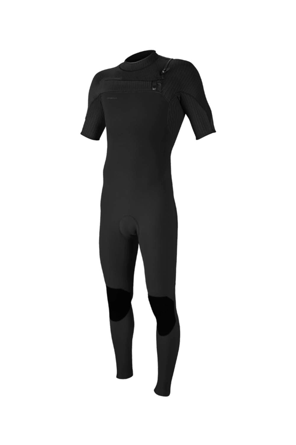 Black wetsuit with short sleeves on a white background