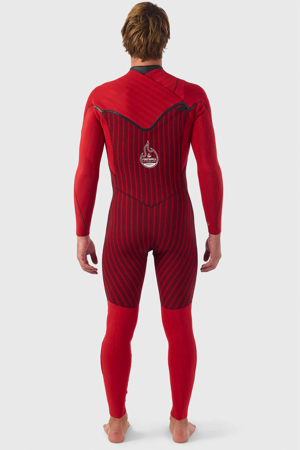 O'Neill Hyperfreak Fire 4/3+mm Chest Zip Wetsuit in Black — men's cold-water fullsuit with TB4 Firewall neoprene, graphene heat fibres and fluid seam welds
