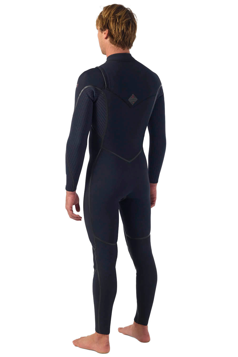 O'Neill Hyperfreak Fire 4/3+mm Chest Zip Wetsuit in Black — men's cold-water fullsuit with TB4 Firewall neoprene, graphene heat fibres and fluid seam welds
