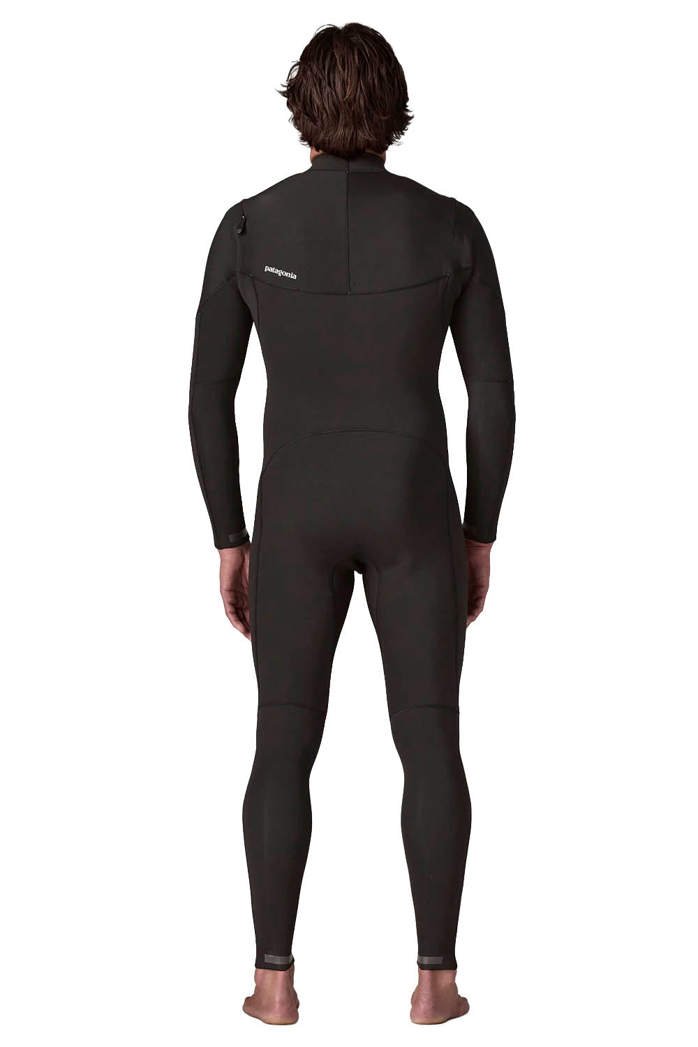 Patagonia Regulator 3/2mm U-Zip Fullsuit in Black — men's Yulex® natural rubber wetsuit with U-zip entry and recycled NetPlus® linings