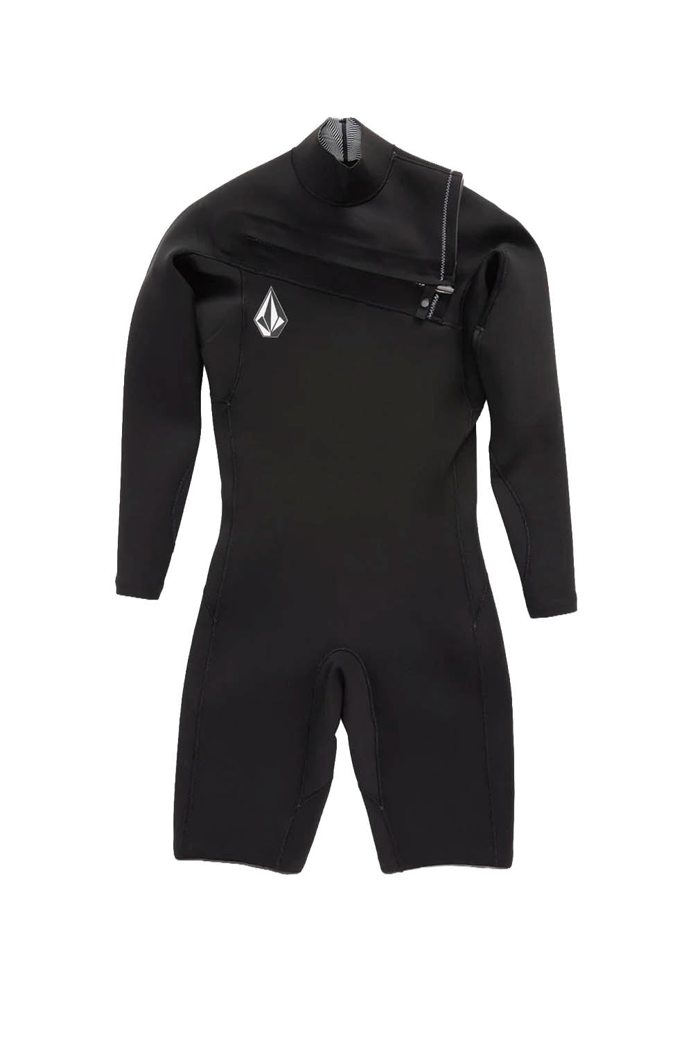 Black wetsuit with a logo on a white background