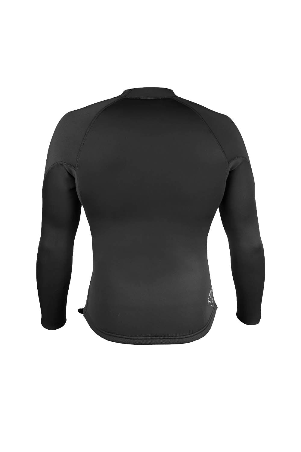 Black rashguard with XCEL branding on a white background