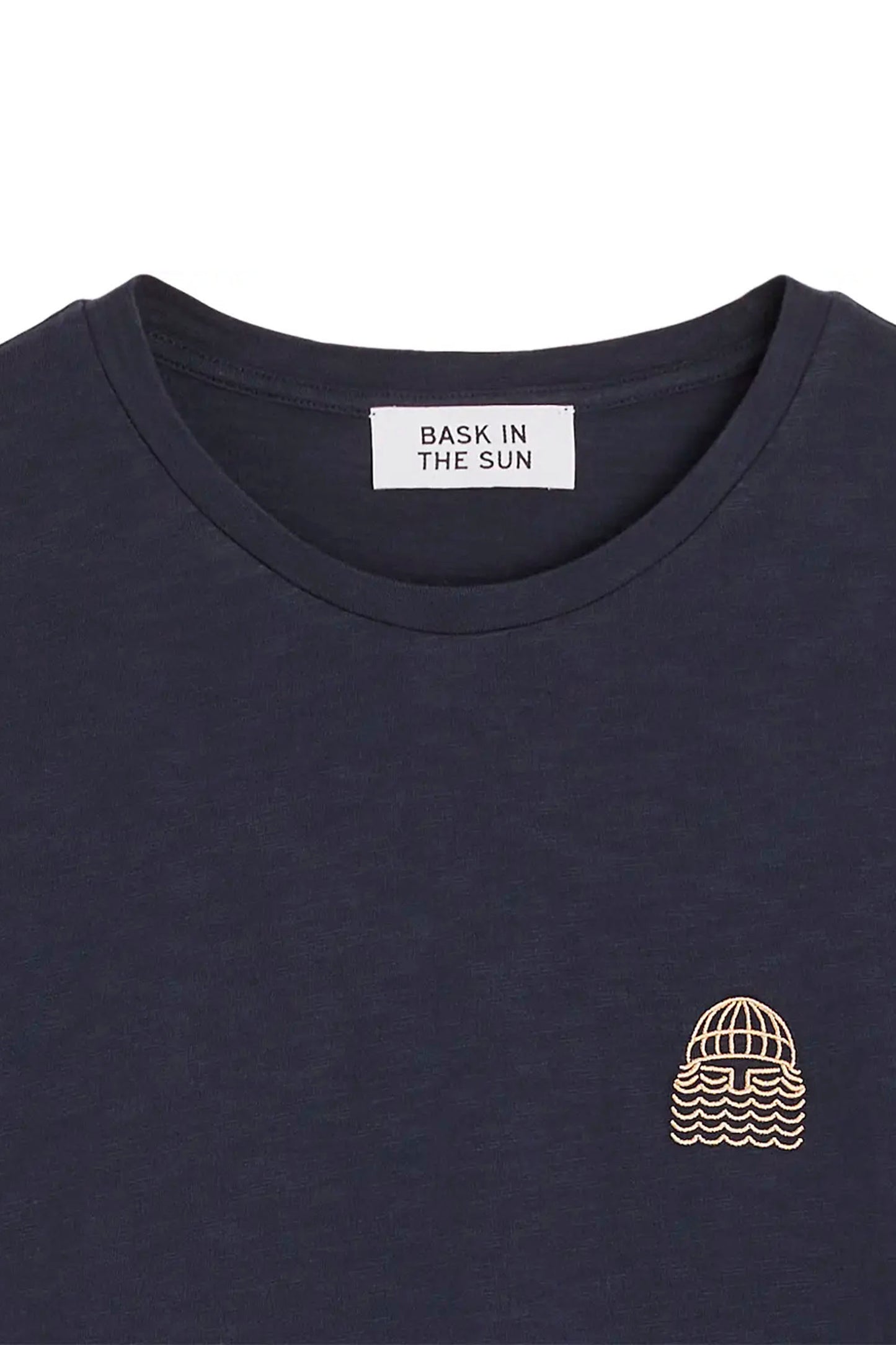 Bask In The Sun Mini To The Sea Tee in Midnight – organic flamed cotton tee, detail view | Pukas Surf Shop