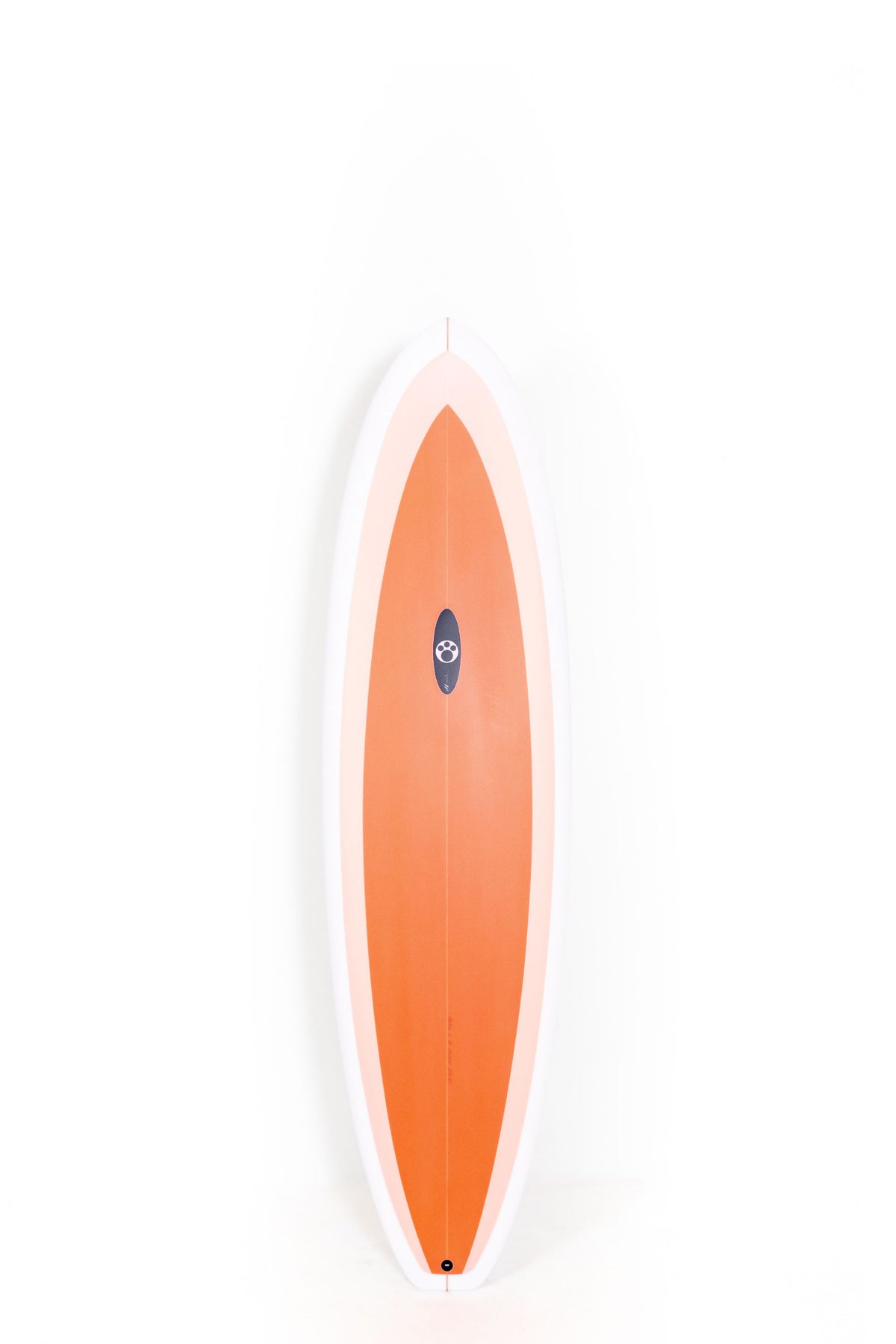 White and orange Maurice Cole Surfboard Red Dingo size 7'0" on a white background by Pukas Surf Shop