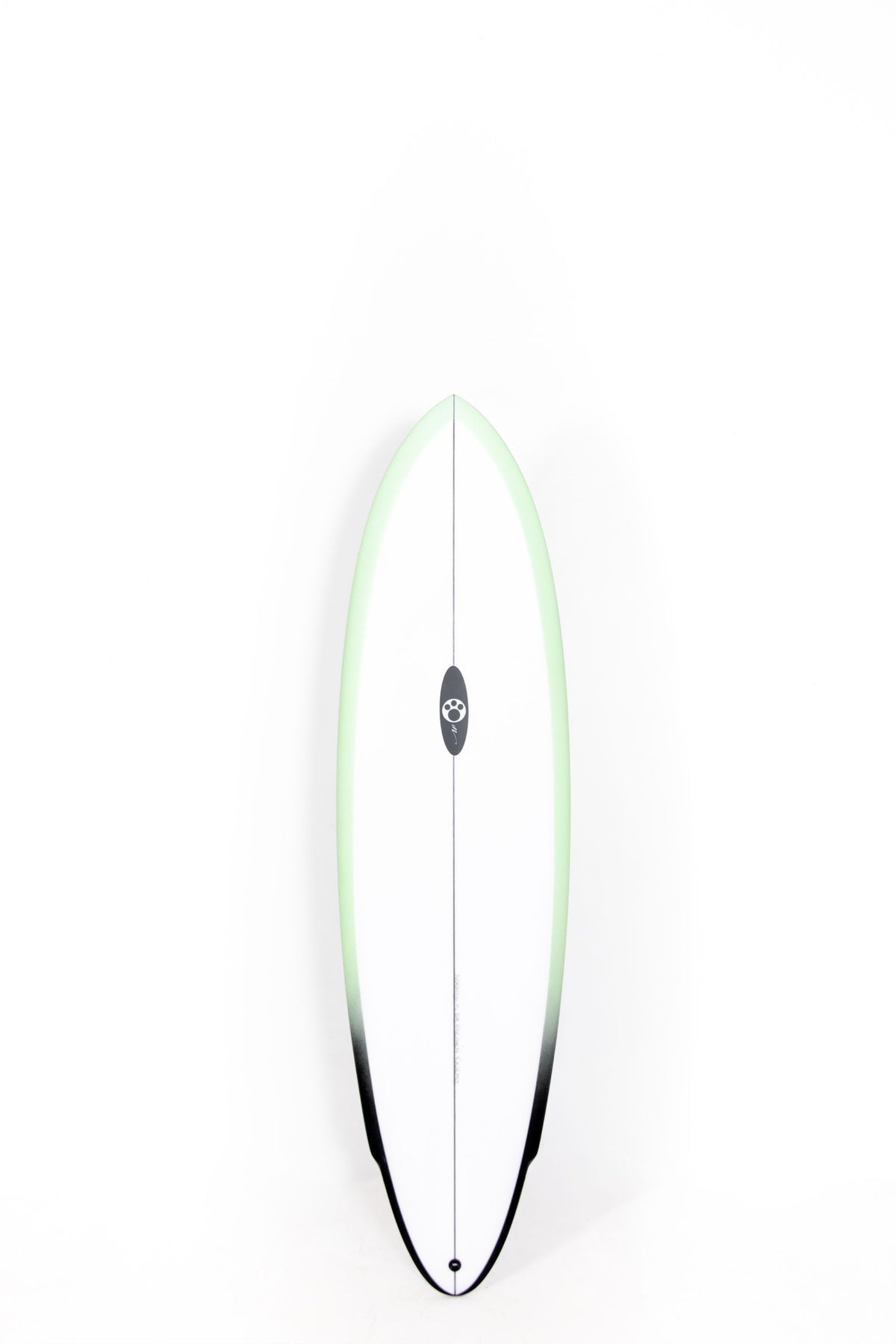 White and Green Maurice Cole Surfboard Reverse Vee Twin Pin size 6'3" on a white background by Pukas Surf Shop