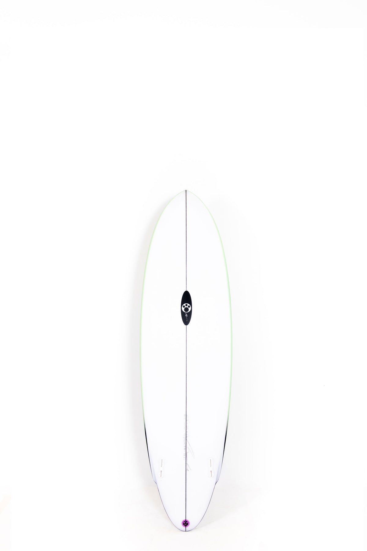 White and Green Maurice Cole Surfboard Reverse Vee Twin Pin size 6'3" on a white background by Pukas Surf Shop - 2