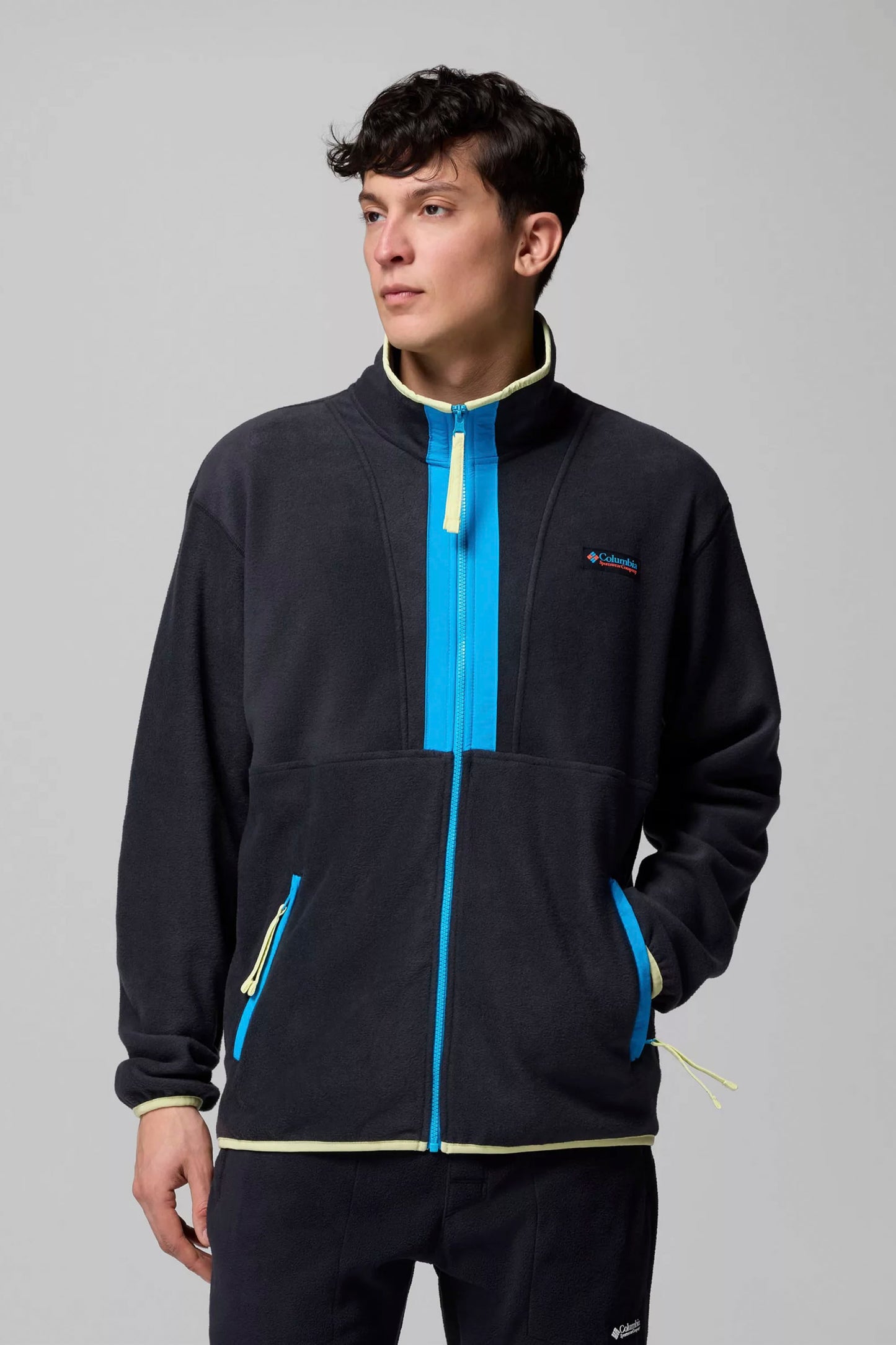 Pukas Surf Shop Columbia men’s fleece jacket in Black / Compass Blue
