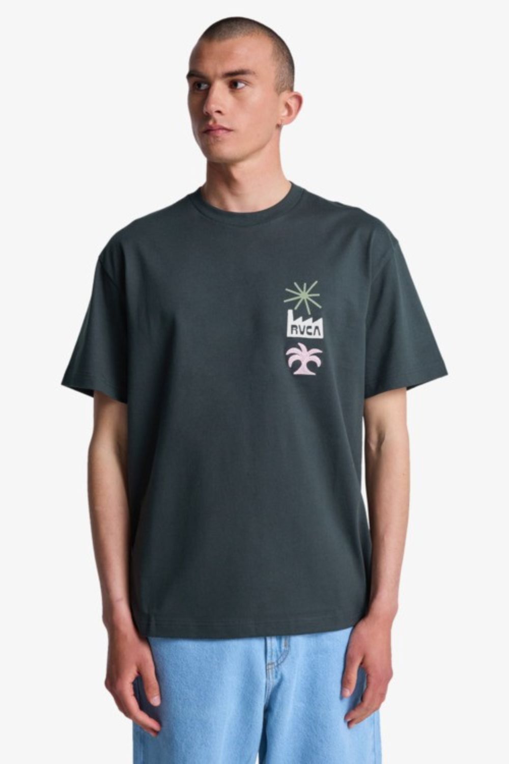 RVCA Mirage Tee – Men's pirate black crew-neck tee, relaxed everyday surf lifestyle fit – Pukas Surf Shop
