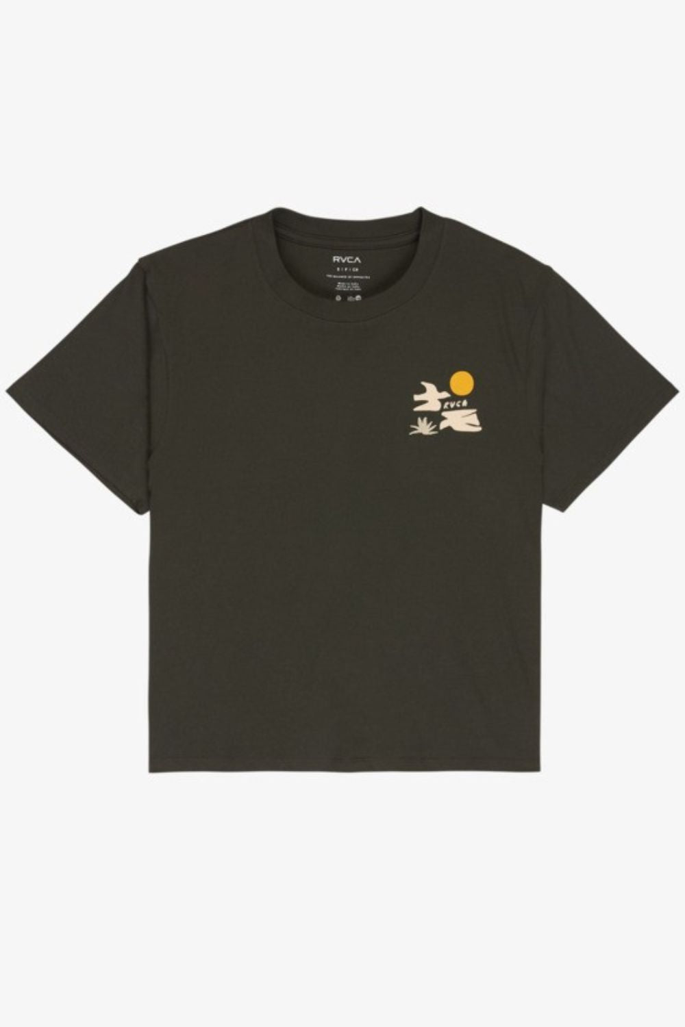 RVCA Coastal Flight Tee – Men's black graphic tee, relaxed surf lifestyle fit – Pukas Surf Shop
