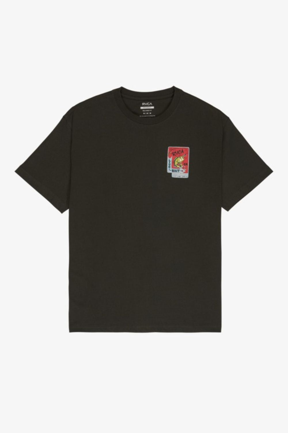 RVCA Live Bait Tee – Men's black graphic crew-neck tee, surf lifestyle style – Pukas Surf Shop
