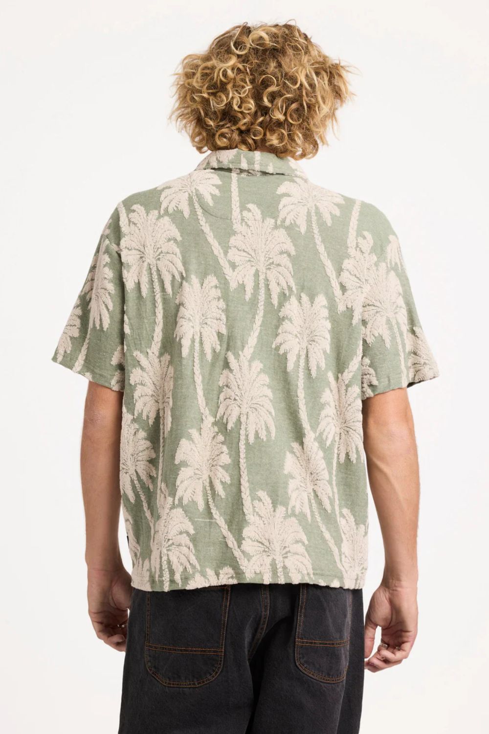 RVCA Mellowist Shirt – Men's green short sleeve shirt, relaxed surf lifestyle fit – Pukas Surf Shop
