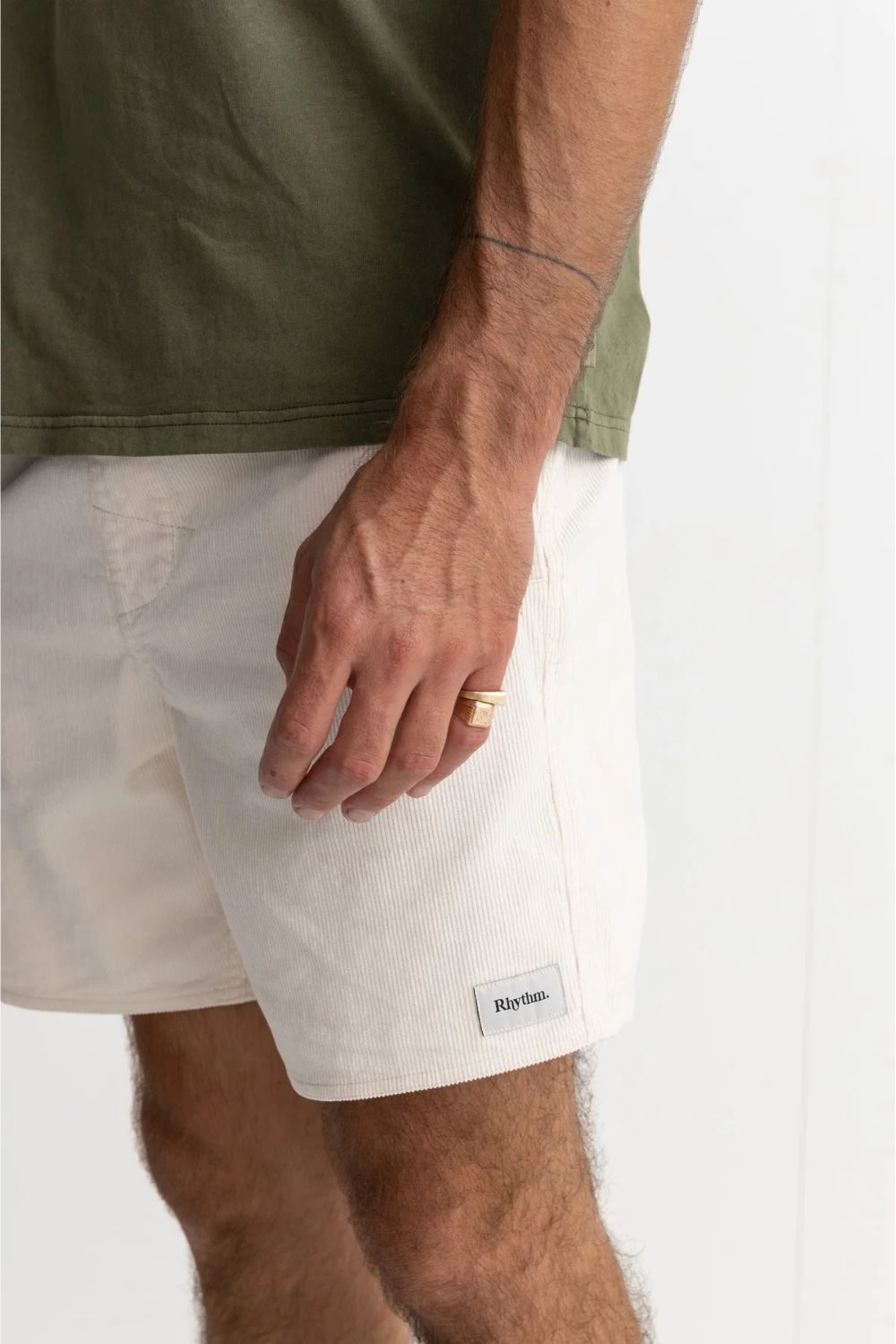 Rhythm Classic Cord Jam Short in Vintage White — men's relaxed corduroy short, available at Pukas Surf Shop
