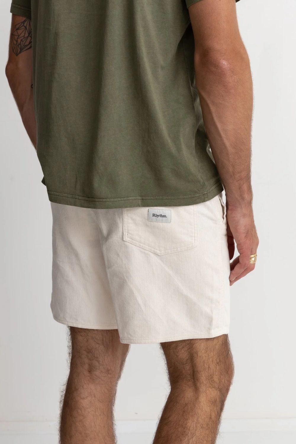 Rhythm Classic Cord Jam Short in Vintage White — men's relaxed corduroy short, available at Pukas Surf Shop

