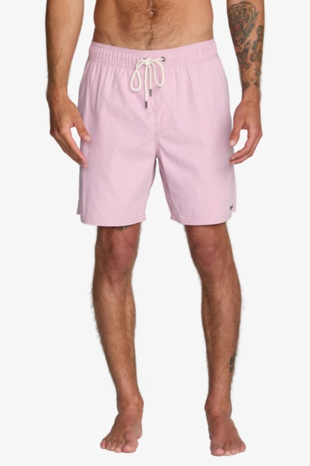 RVCA Opposites Elastic Boardshort in Dusty Pink — men's relaxed swim shorts, sizes S–L | Pukas Surf Shop

