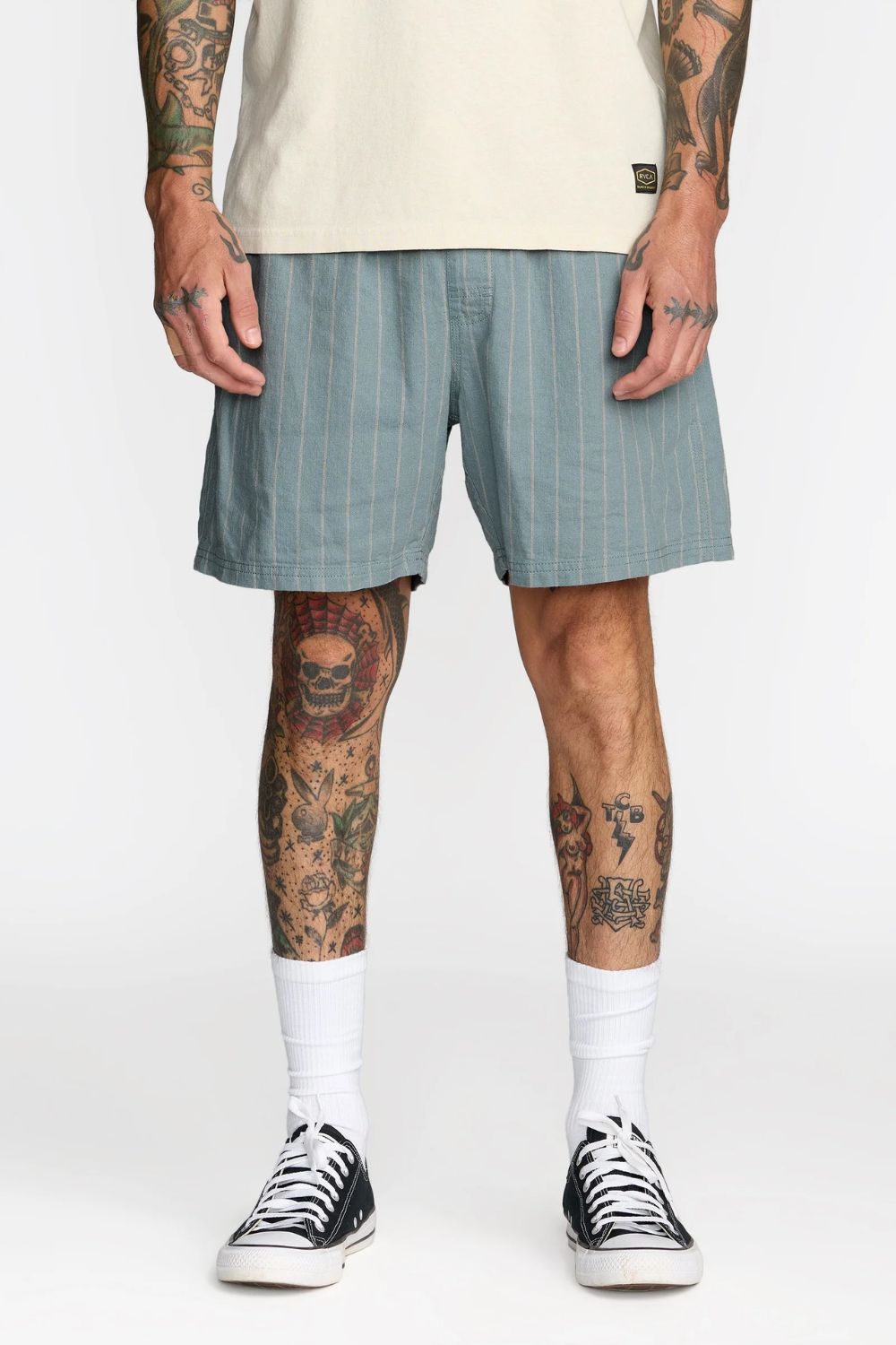 RVCA Sands Elastic 17 Short – Men's lead blue boardshort, elastic waist, surf lifestyle – Pukas Surf Shop
