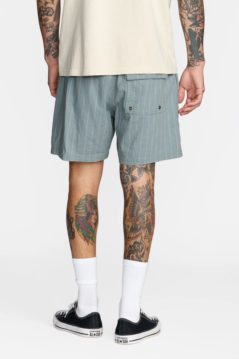 RVCA Sands Elastic 17 Short – Men's lead blue boardshort, elastic waist, surf lifestyle – Pukas Surf Shop
