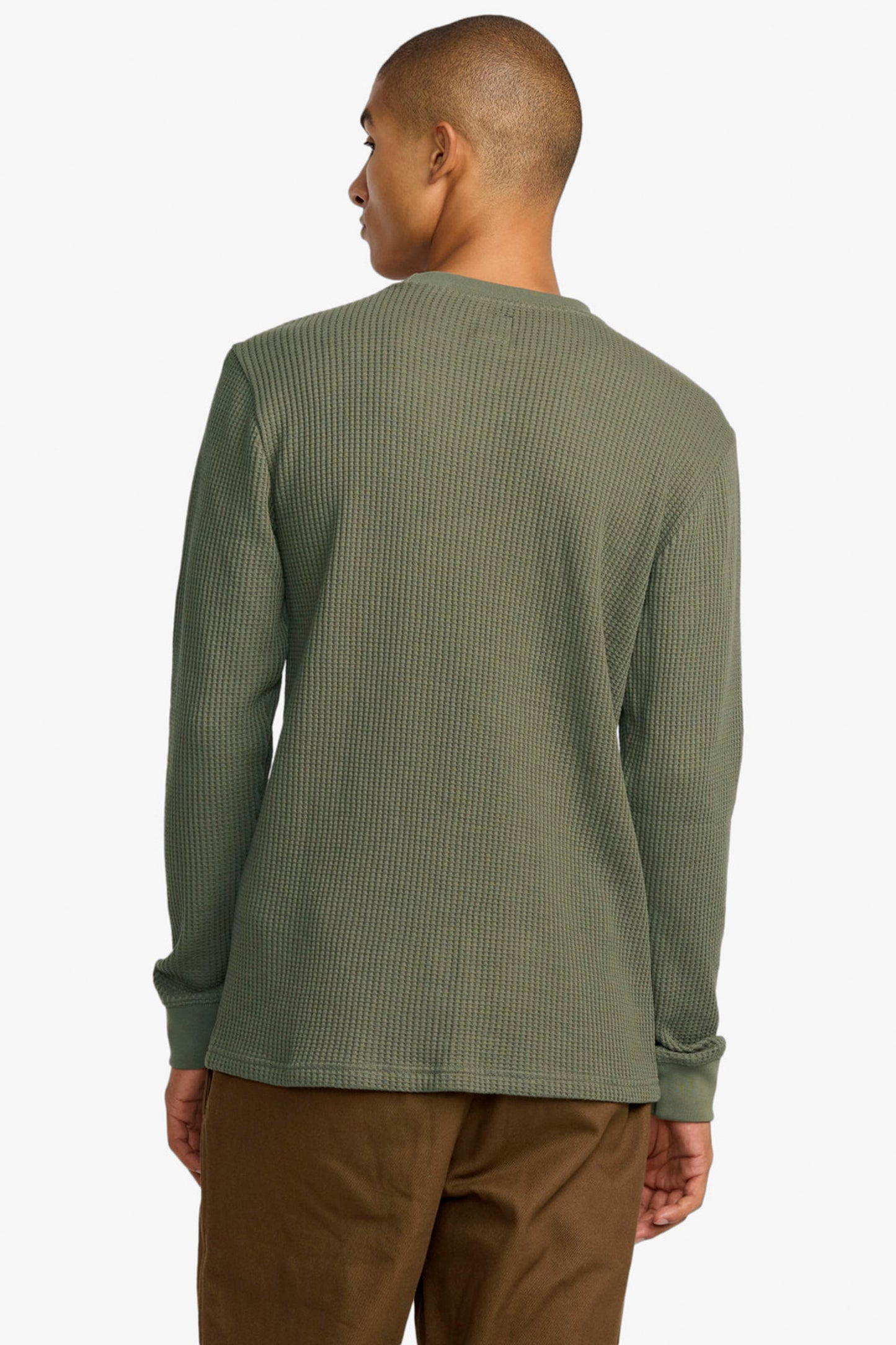 Pukas Surf Shop RVCA waffle knit thermal tee in Olive