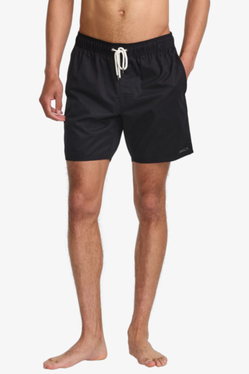 RVCA Opposites Elastic Boardshort in Black — men's relaxed swim shorts, sizes S–L | Pukas Surf Shop

