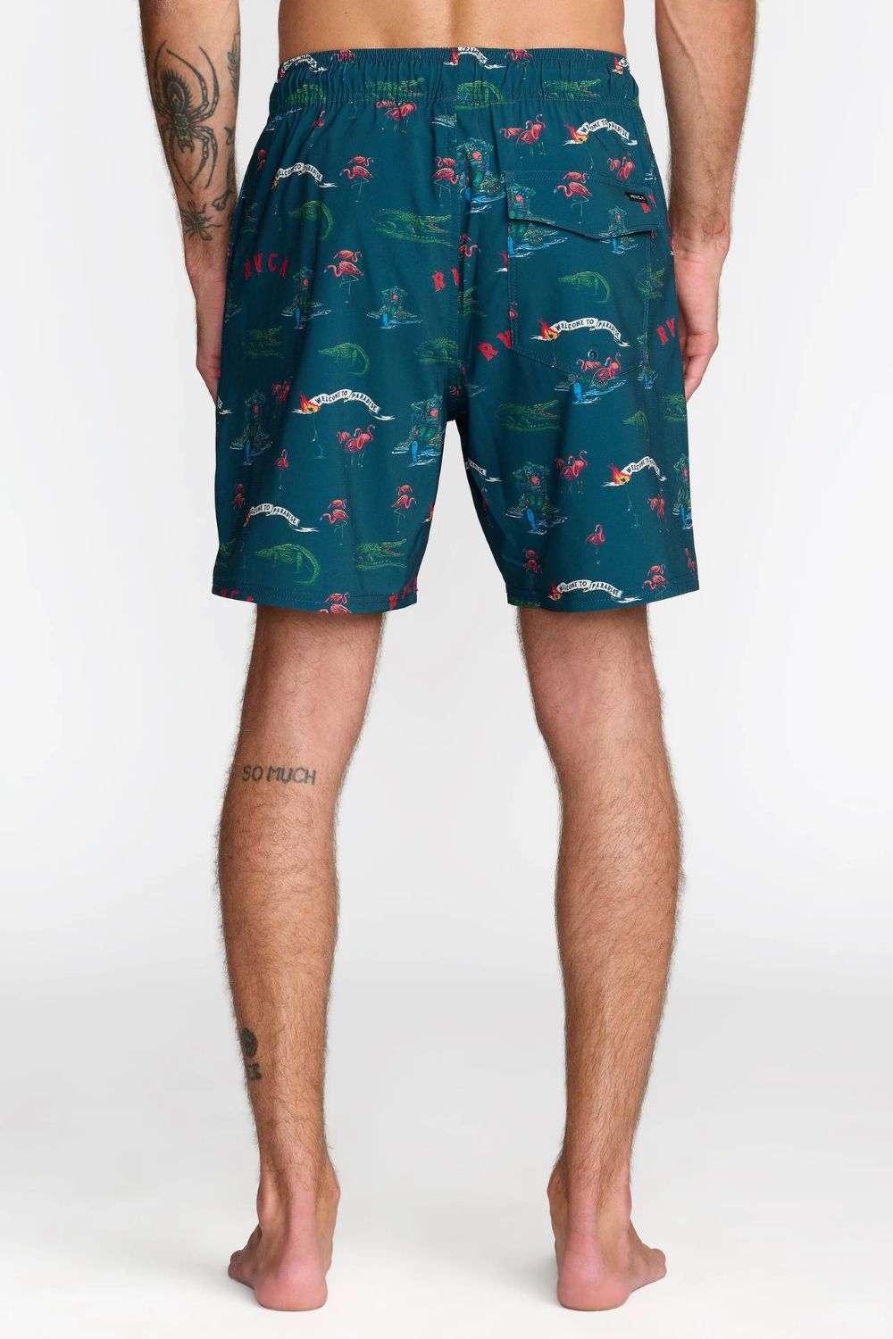 RVCA VA Elastic Short 17 – Men's blue multicolour print boardshort, elastic waist, surf lifestyle – Pukas Surf Shop
