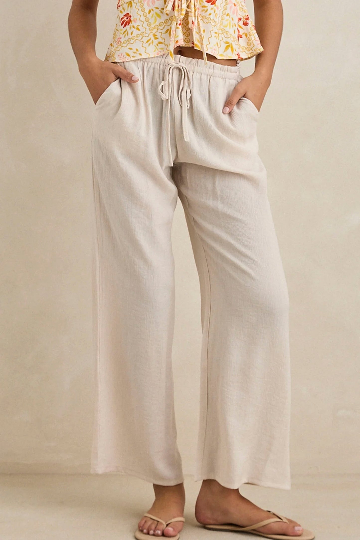 Rhythm Airlie Beach pant in ivory for women
