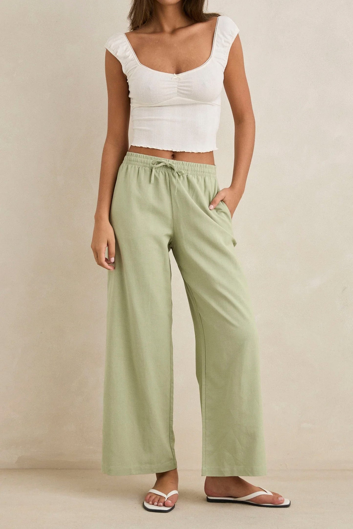 Rhythm Dolly Beach pant in palm print for women
