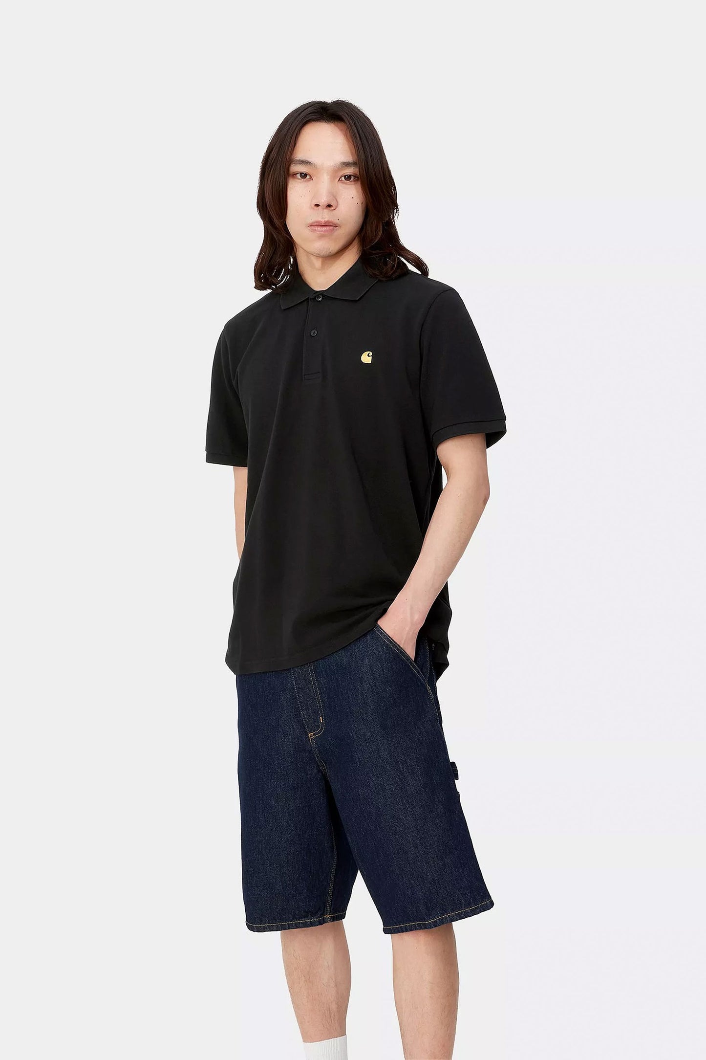 CARHARTT WIP - CHASE PIQUE POLO - BLACK