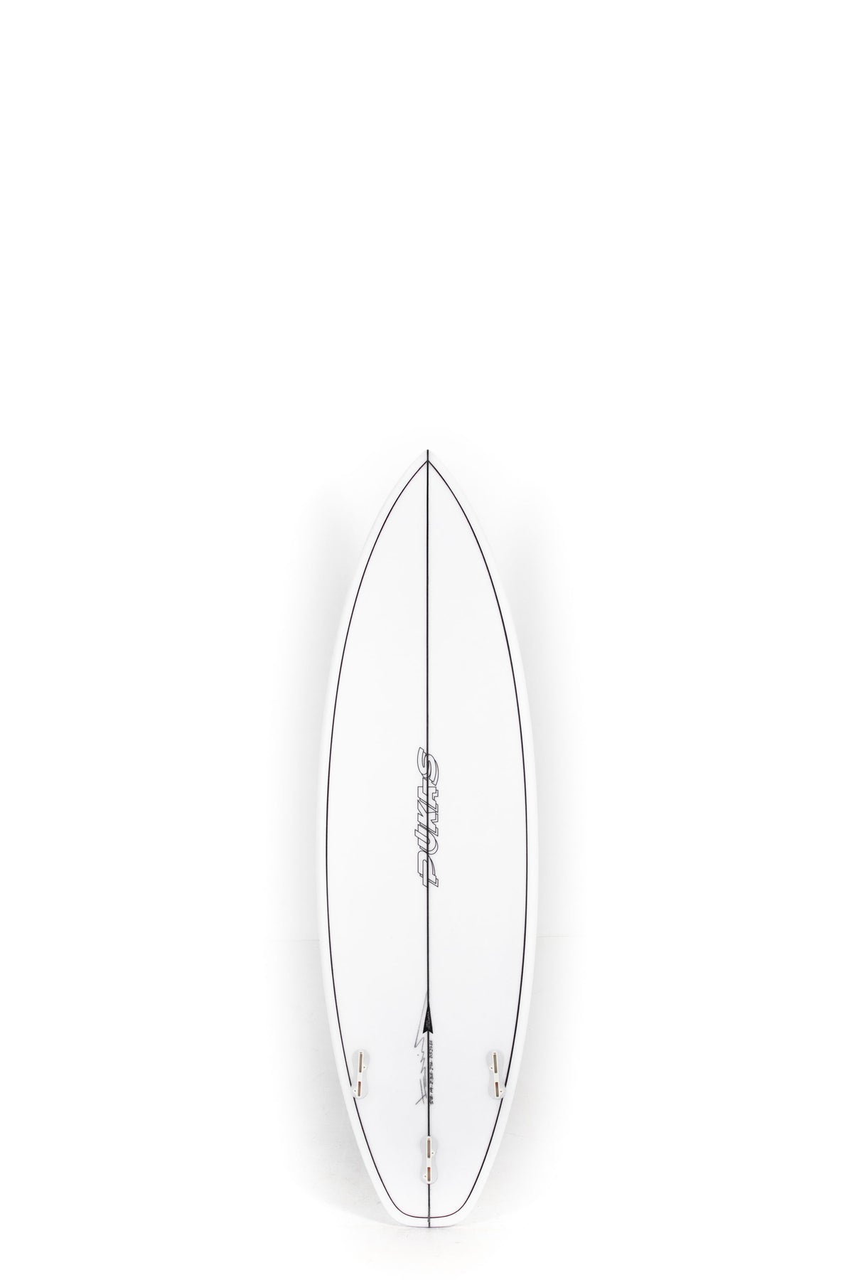 White Pukas Surfboard Beachy Mood size 5'8" on a white background by pukas surf shop - 2