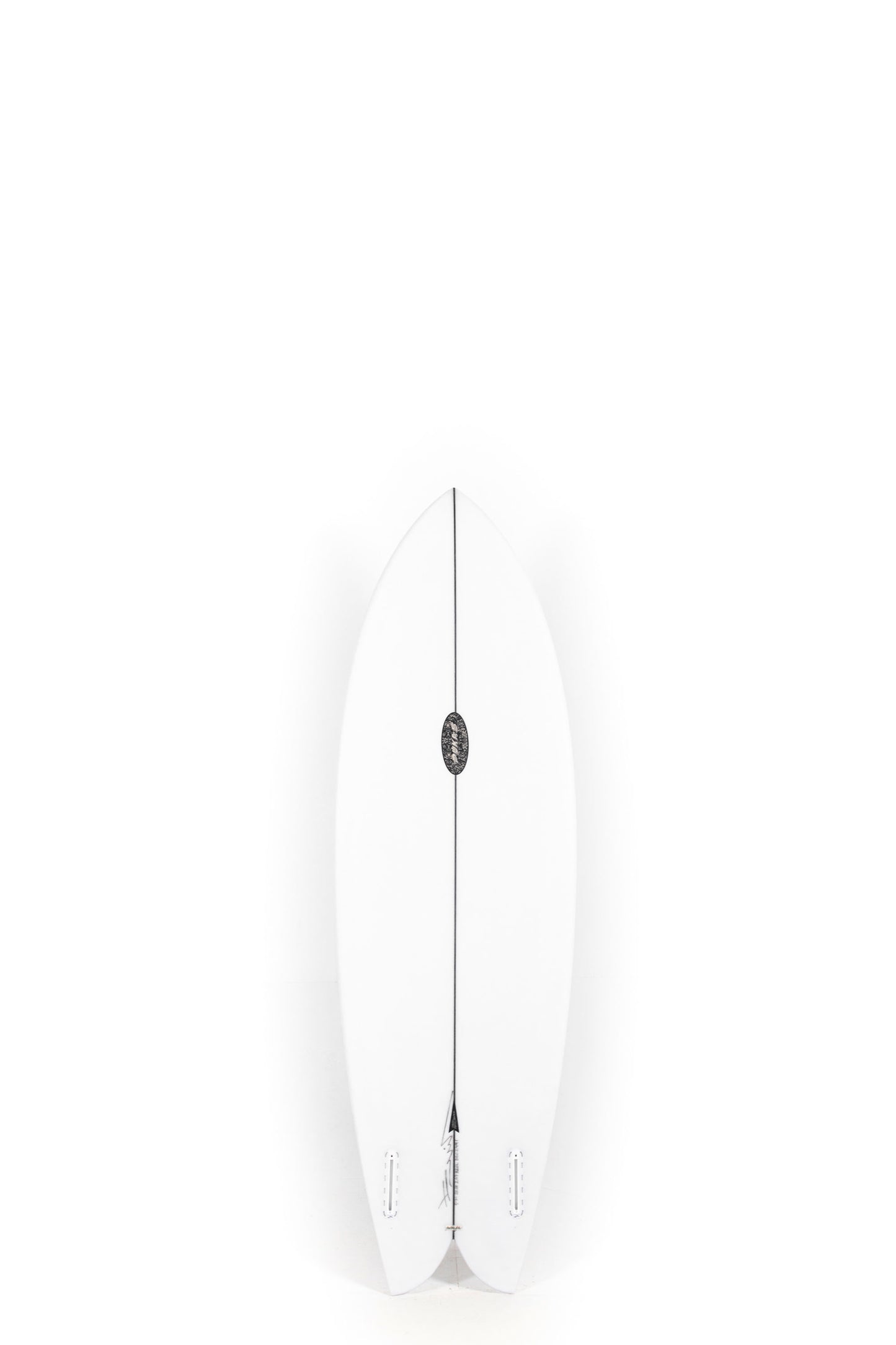 White Pukas Surfboard Fish size 5'7" on a white background by Pukas Surf Shop - 2