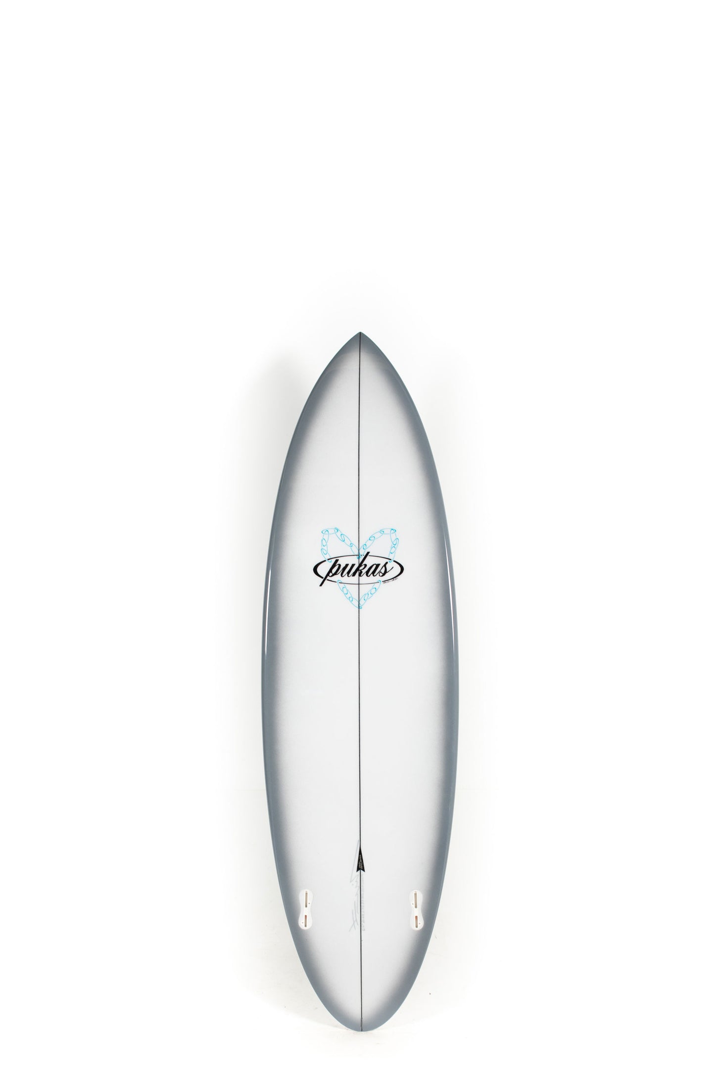 Grey and white Pukas Surfboard Magnetic Wide size 6'2" on a white background by Pukas Surf Shop - 2